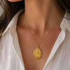 Médaille Pendentif Religieuse Lourdes - Or jaune