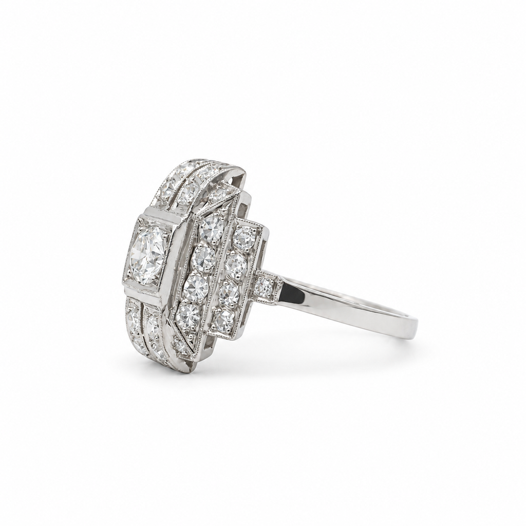 Art déco - Bague Platine et diamants