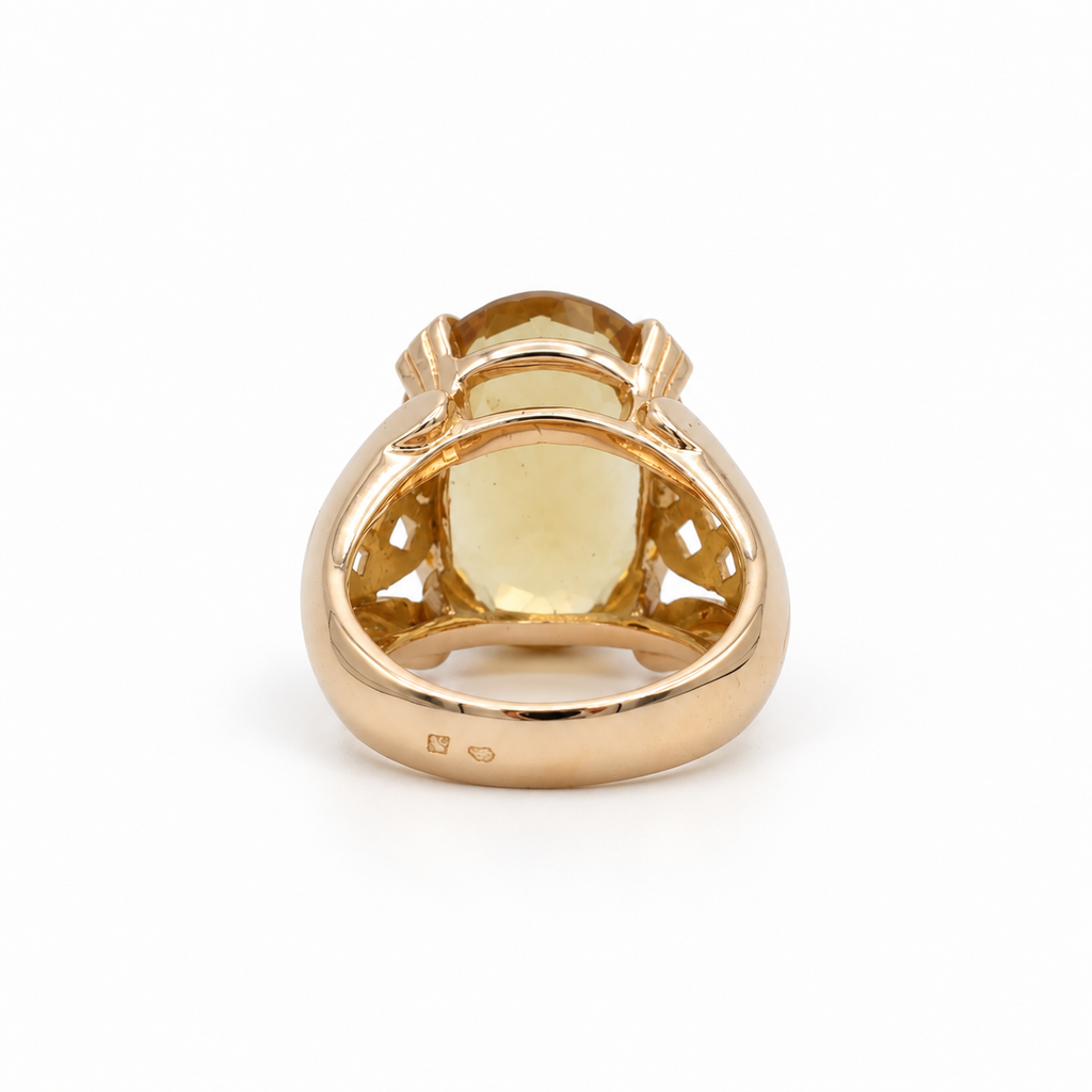 Bague Or rosé - Citrine Ovale