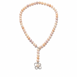 Pink Cultured Pearl Necklace - White Gold
