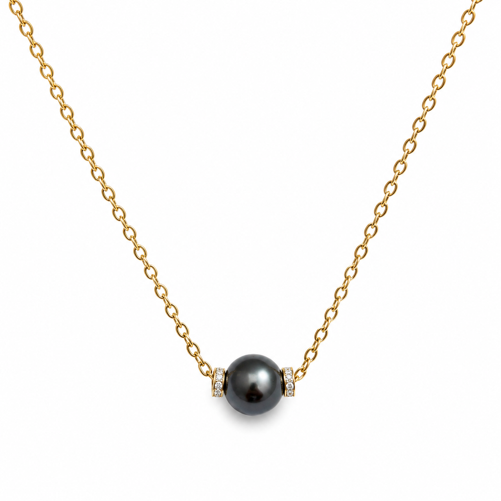Collier or jaune - Perle de Tahiti et Diamants