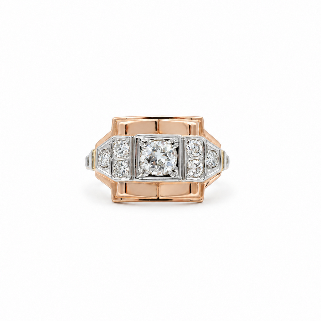 Bague Tank Or rose et diamants