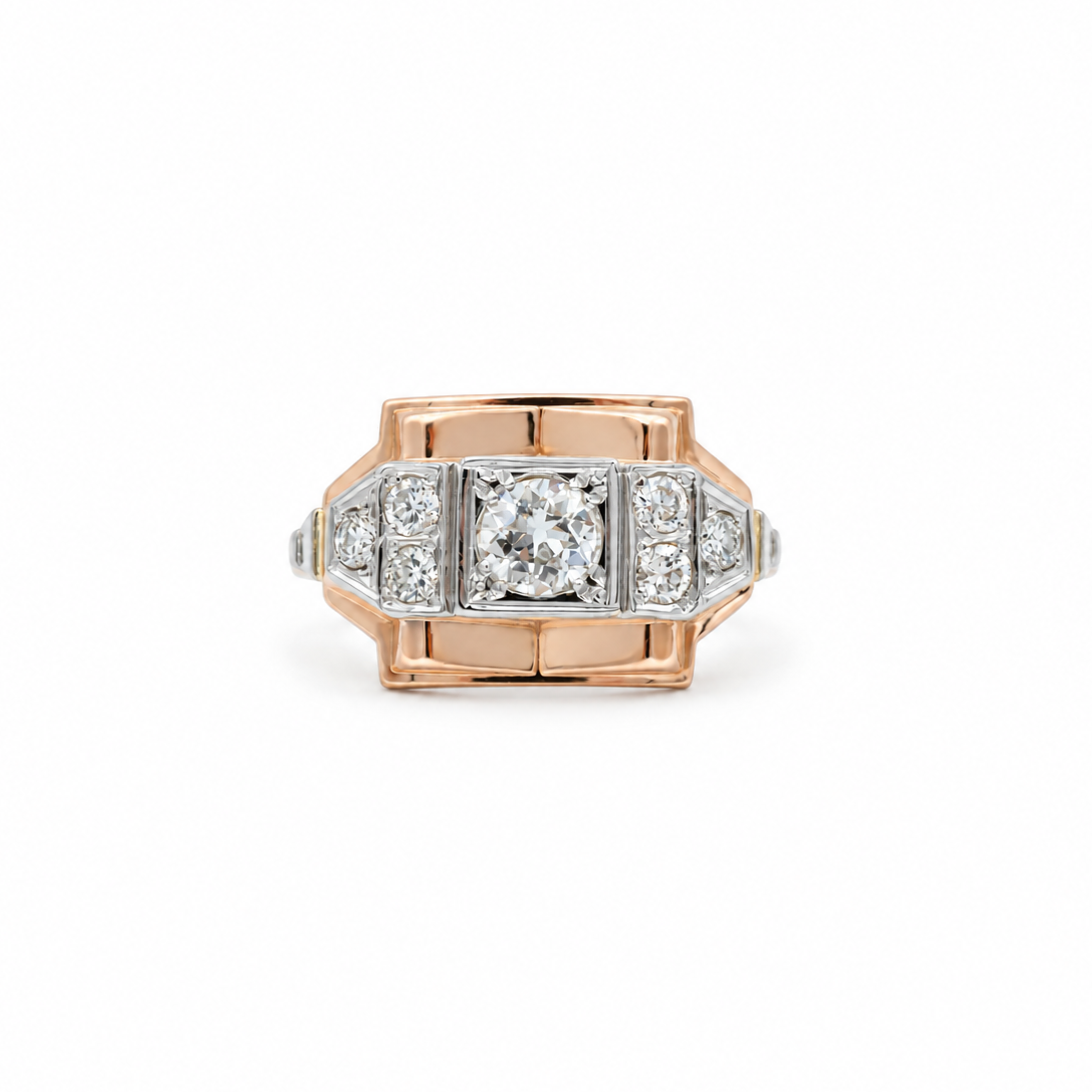 Bague Tank Or rose et diamants