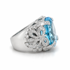 Bague d’Exception - Or blanc - Topaze et Diamants