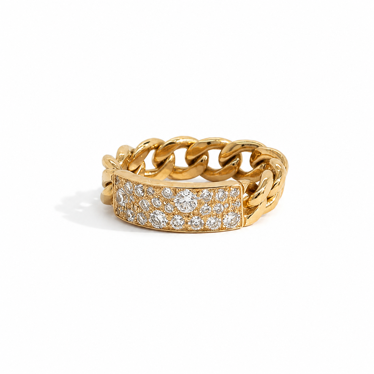 Dior - Yellow Gold and Diamond Gourmette Ring 