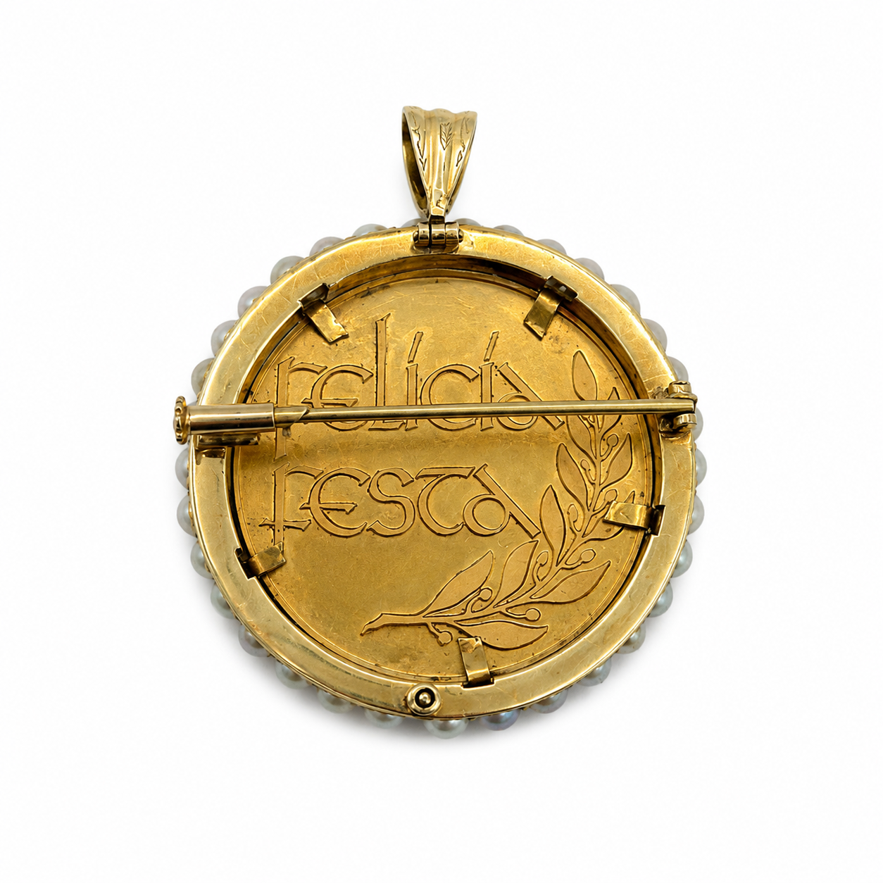 Médaille Religieuse Vintage Or jaune - Perles de culture