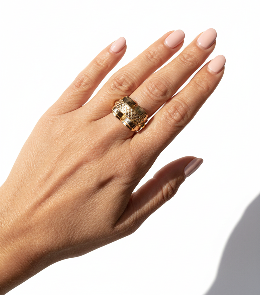 Bague Tank en Or Rose - 1950