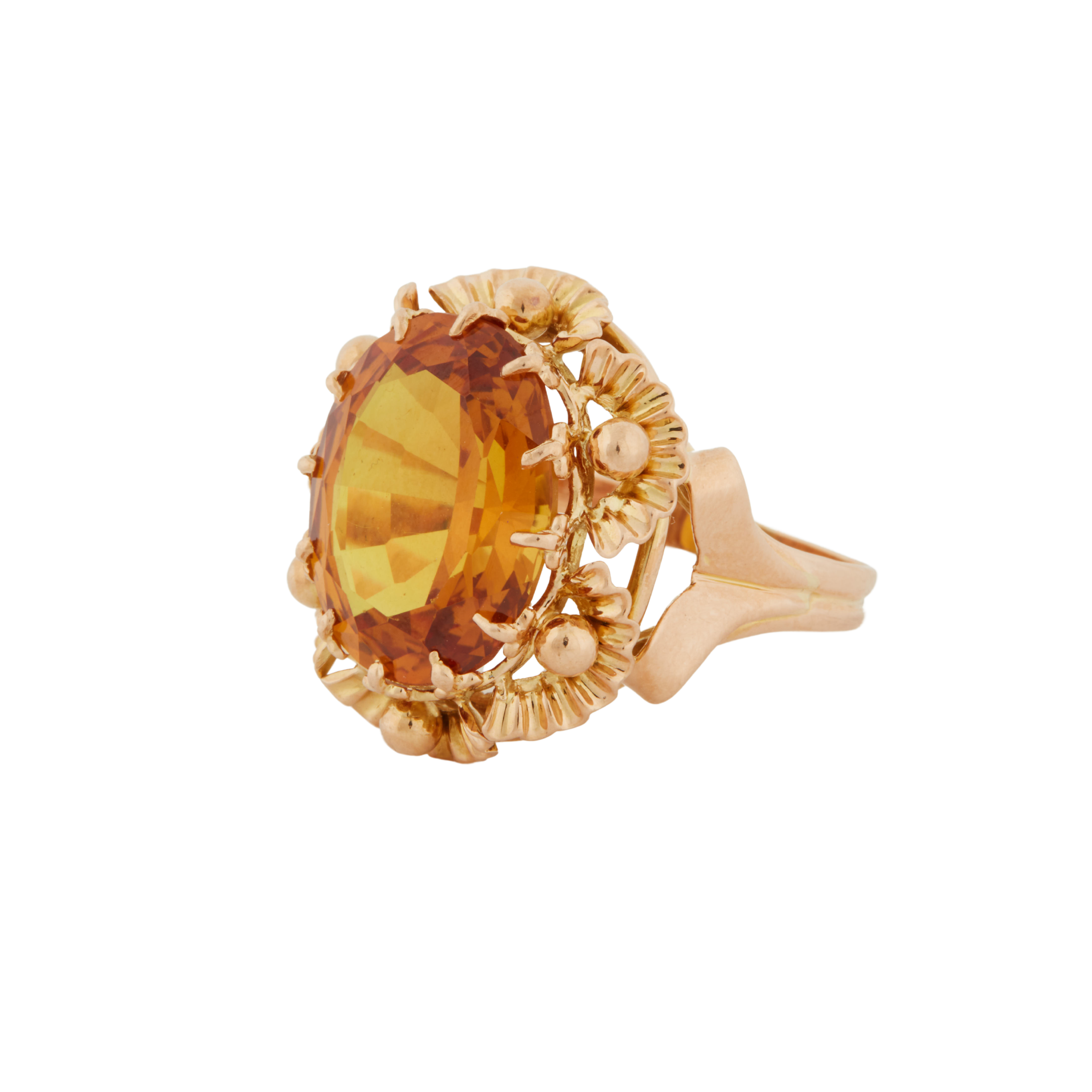 Bague Or Jaune - Citrine Ovale