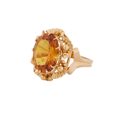 Bague Or Jaune - Citrine Ovale