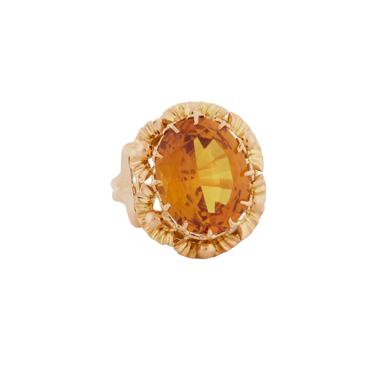 Bague Or Jaune - Citrine Ovale