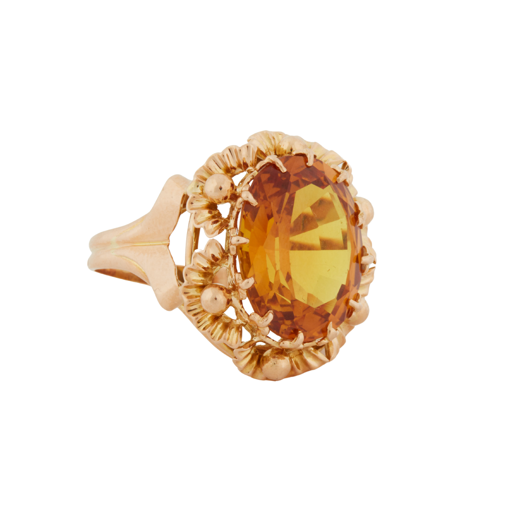 Bague Or Jaune - Citrine Ovale