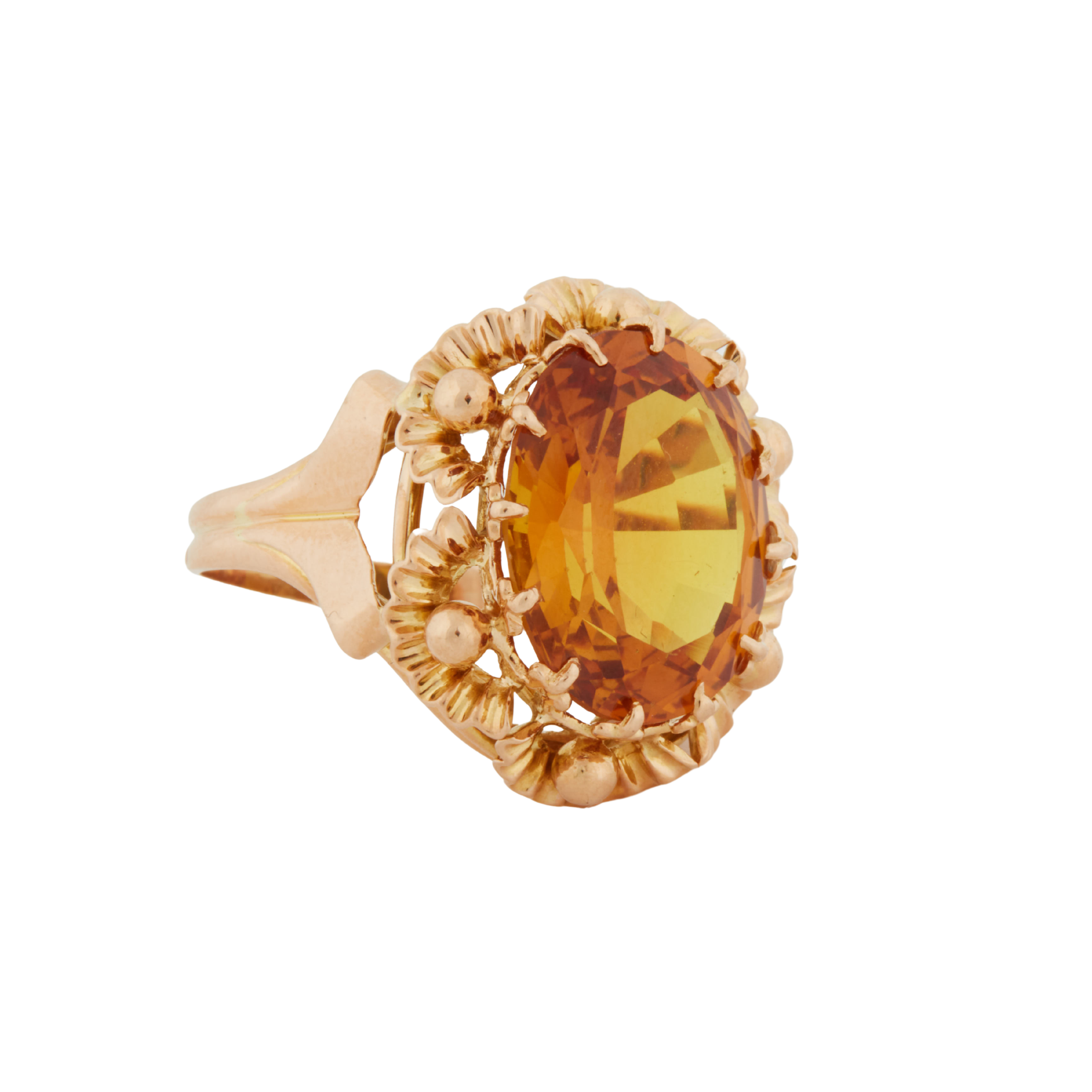 Bague Or Jaune - Citrine Ovale