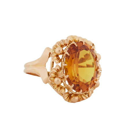 Bague Or Jaune - Citrine Ovale