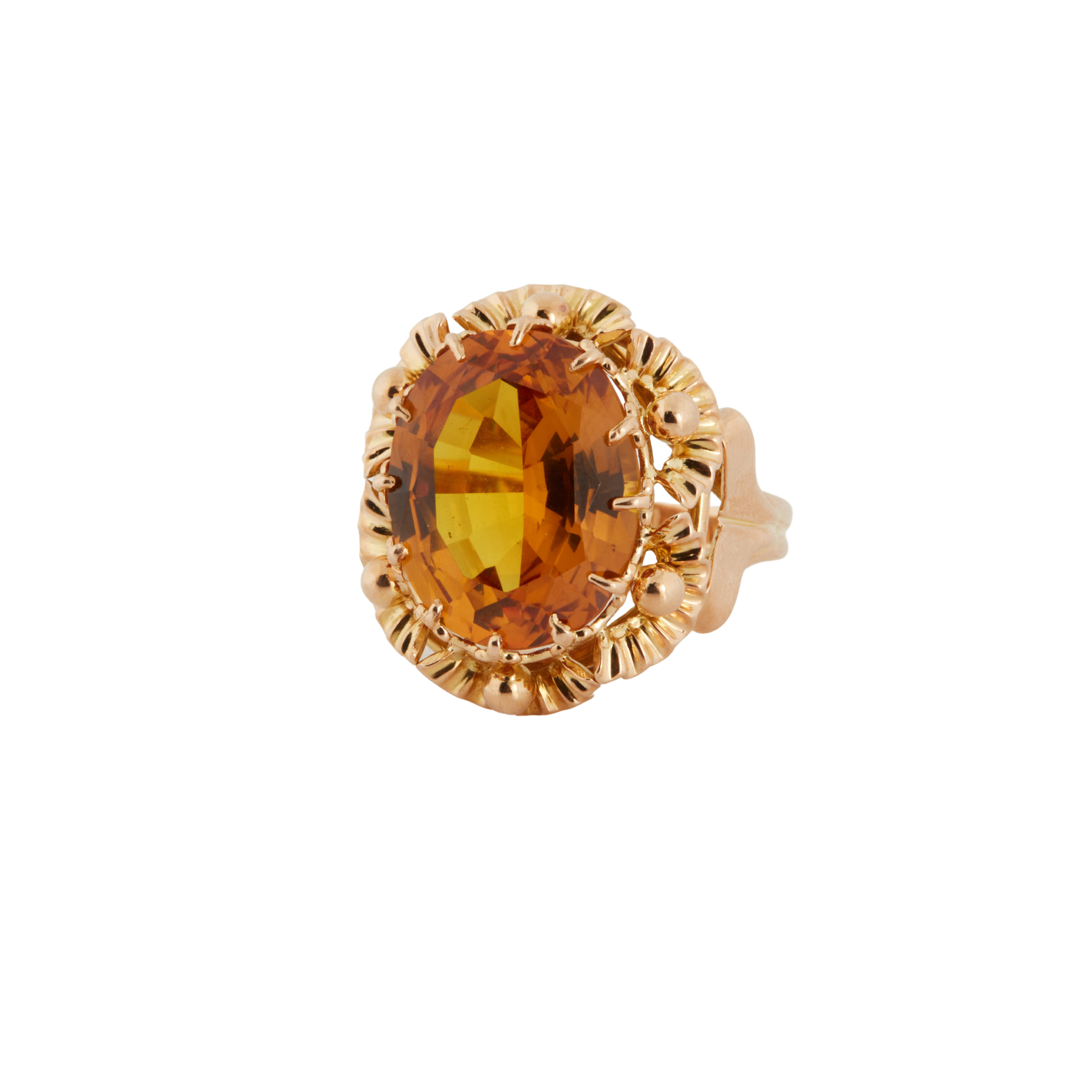 Bague Or Jaune - Citrine Ovale