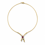 Collier Vintage Or jaune - Rubis et Diamants