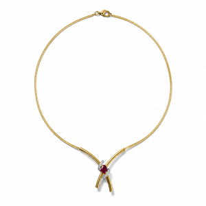 Collier Vintage Or jaune - Rubis et Diamants