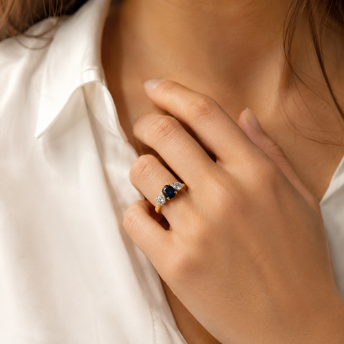 Bague 2 Ors - Saphir et Diamants