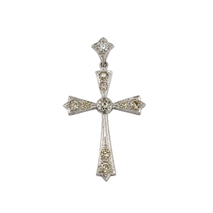 Art Déco - Pendentif Croix Or blanc et Diamants