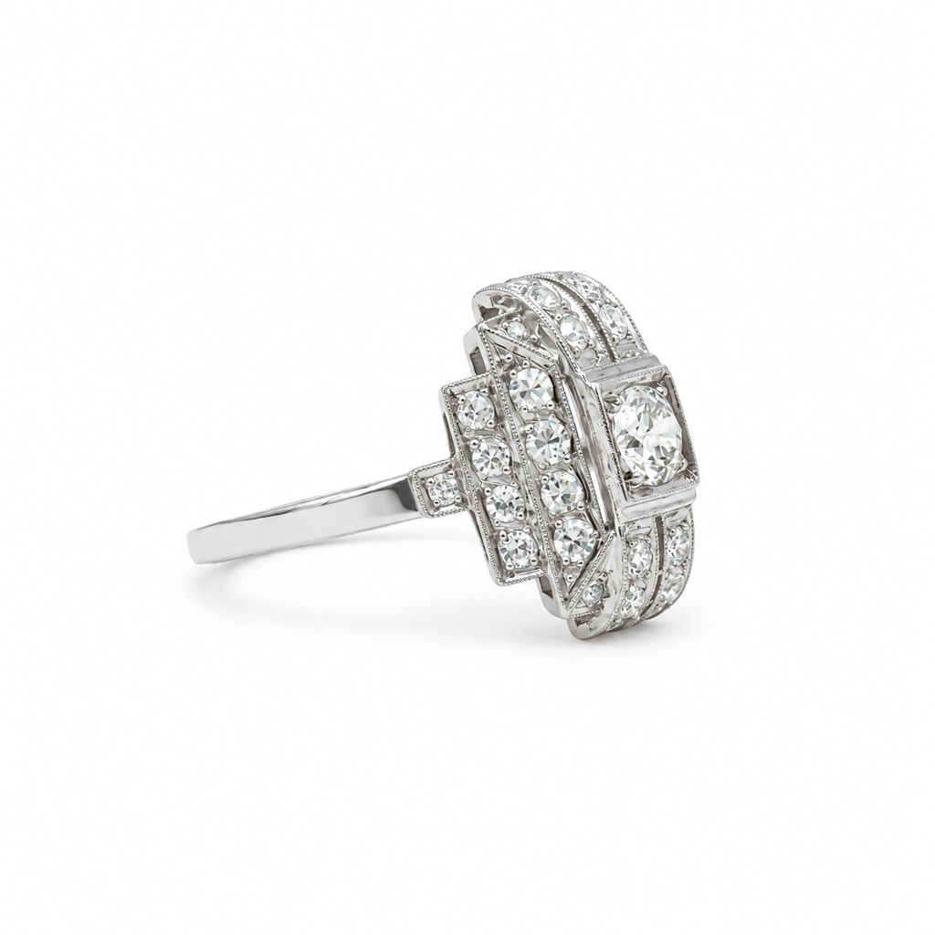 Art déco - Bague Platine et diamants