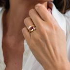 Bague Vintage - Or Jaune - Rubis et Diamants