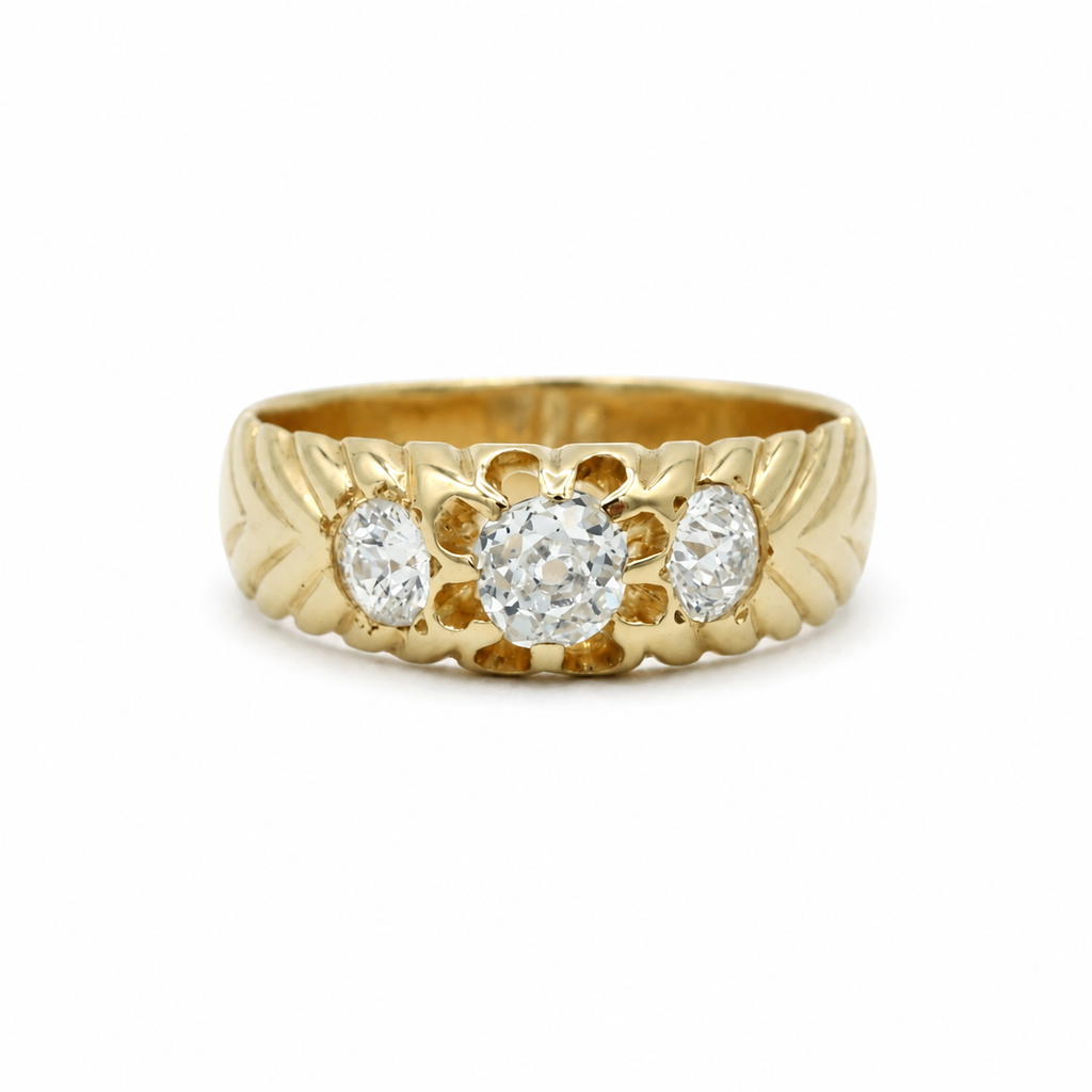 Bague Rétro Or jaune et diamants 1,10 carats