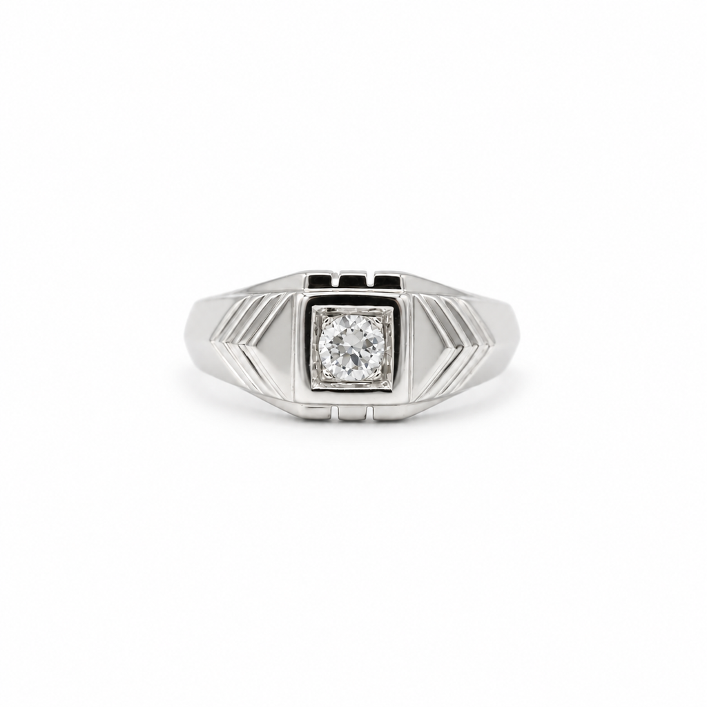 Bague Jonc Or blanc Diamant 0,20 carat