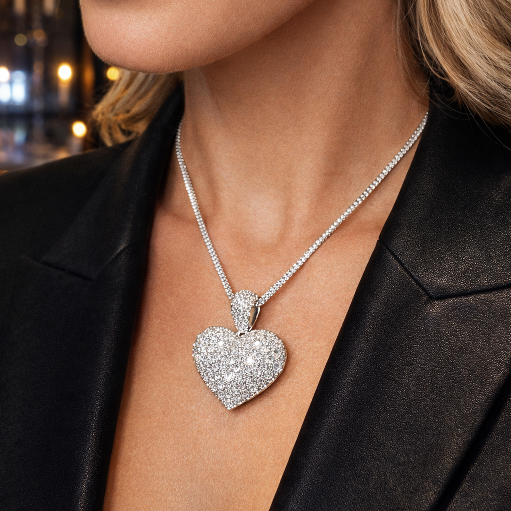 Pendentif Coeur - Or blanc - Diamants 1,20 carats
