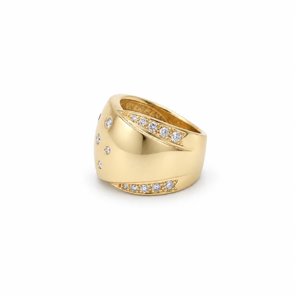 Bague bandeau or jaune et diamants