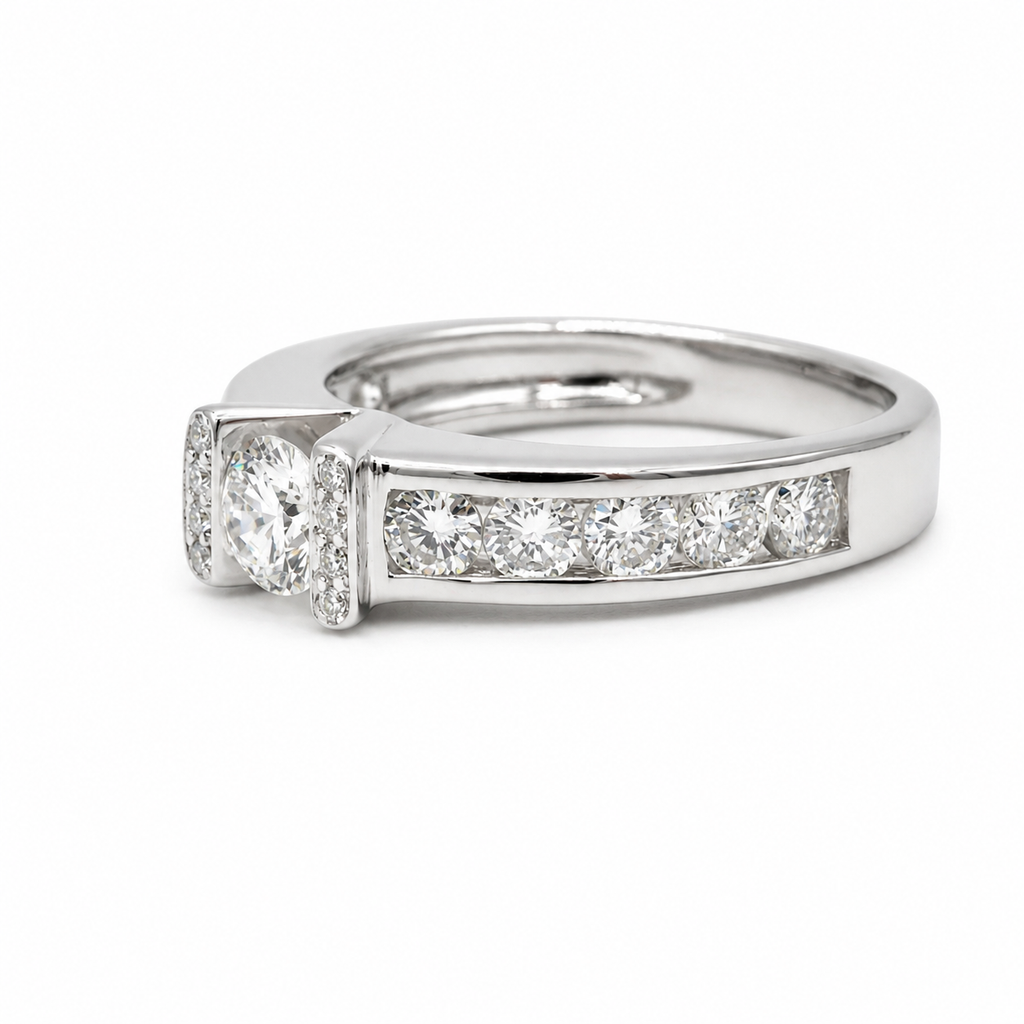 Bague Bandeau Or blanc et Diamants 1,60 carats