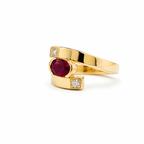 Bague Vintage - Or Jaune - Rubis et Diamants