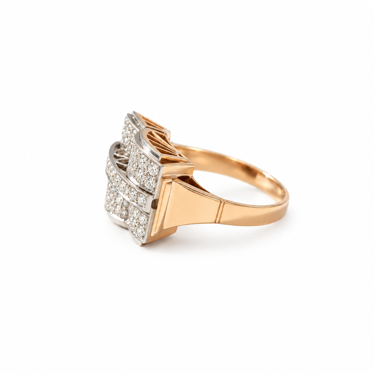 Tank Ring - Rose Gold and Diamonds