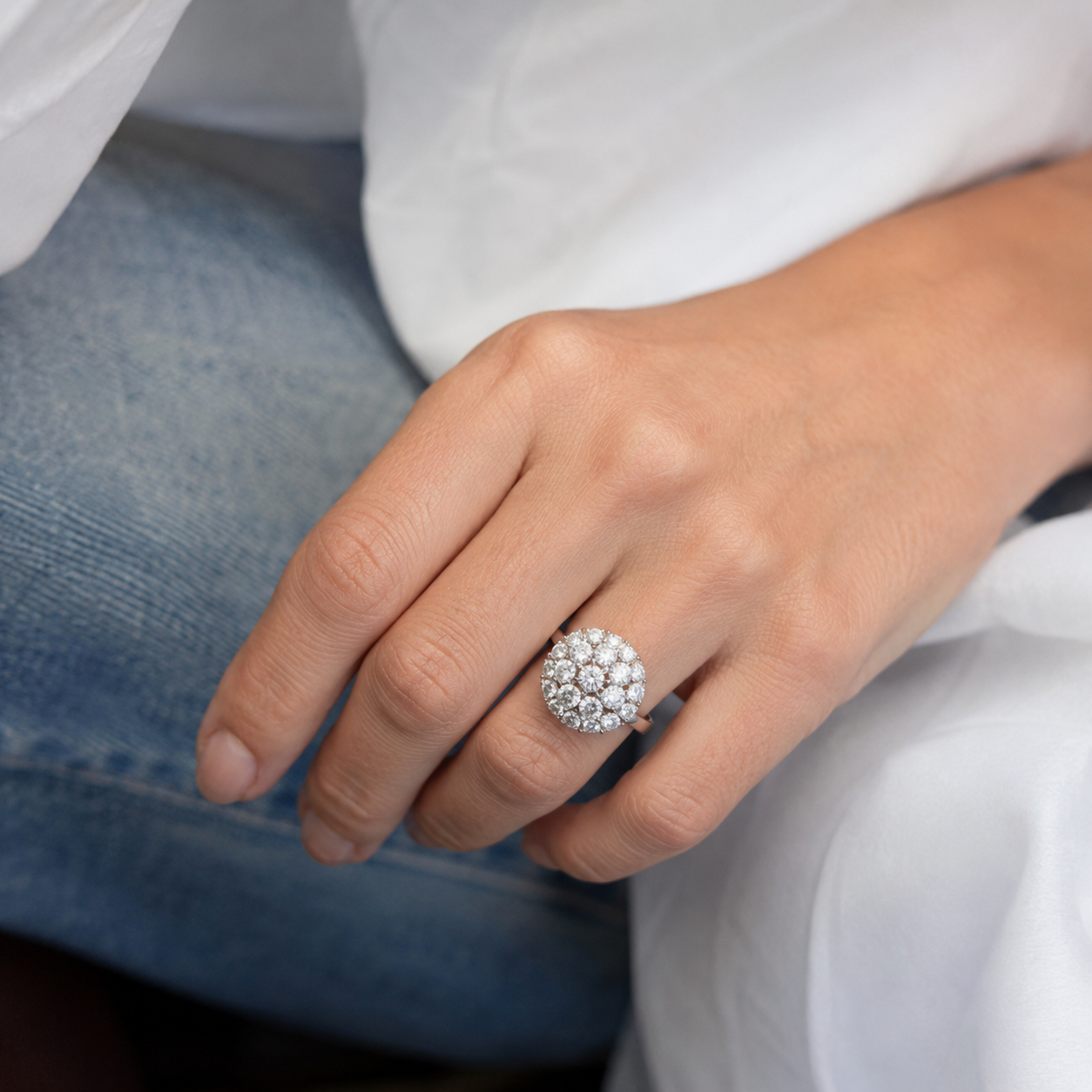 Bague Marguerite - Or blanc - Diamants 4,58 carats