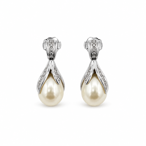 Boucles d’oreilles - Or blanc - Perles de culture et Diamants