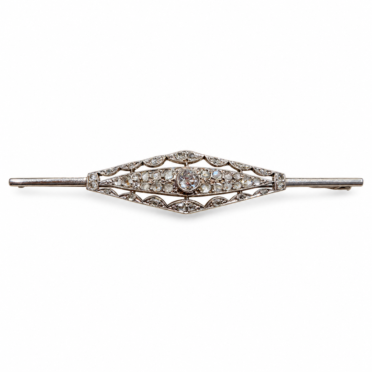 Art déco - Broche Or blanc et diamants