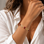 Art Deco - Yellow Gold Bracelet and Carnelian Cabochon