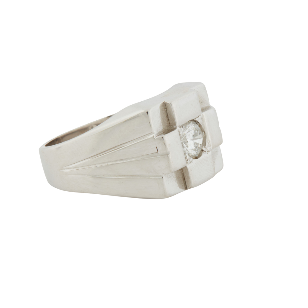 Chevalière Or Blanc - Diamant