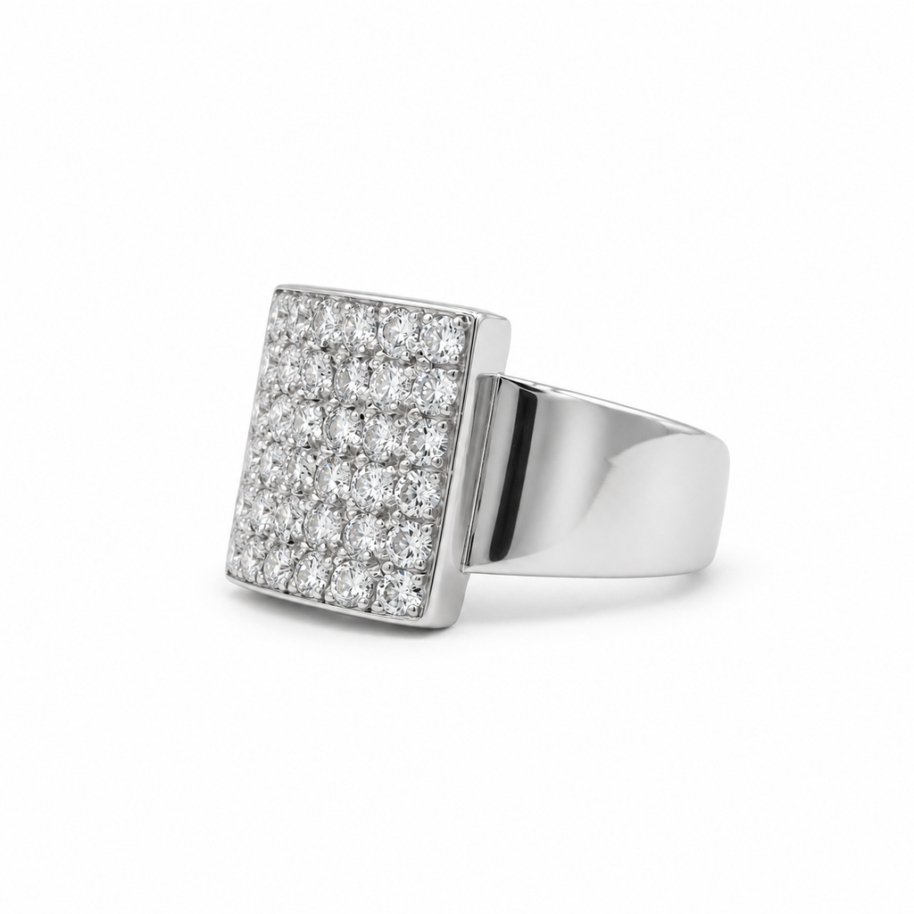 Bague Or blanc pavage diamants 1,44 carats