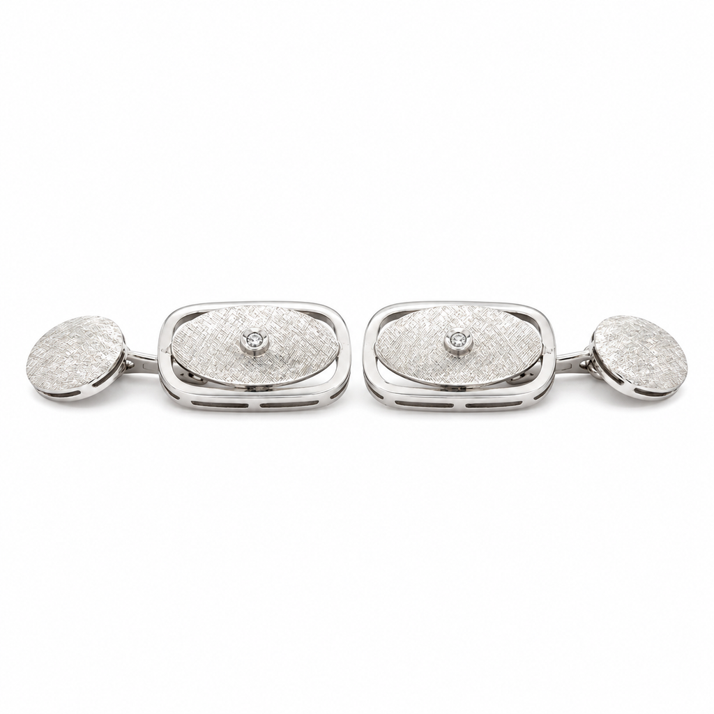 Boutons de Manchettes Or Blanc - Diamants