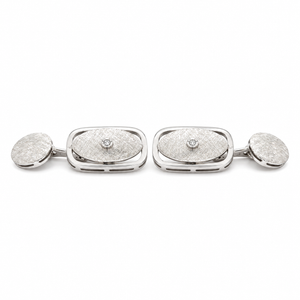 Boutons de Manchettes Or Blanc - Diamants