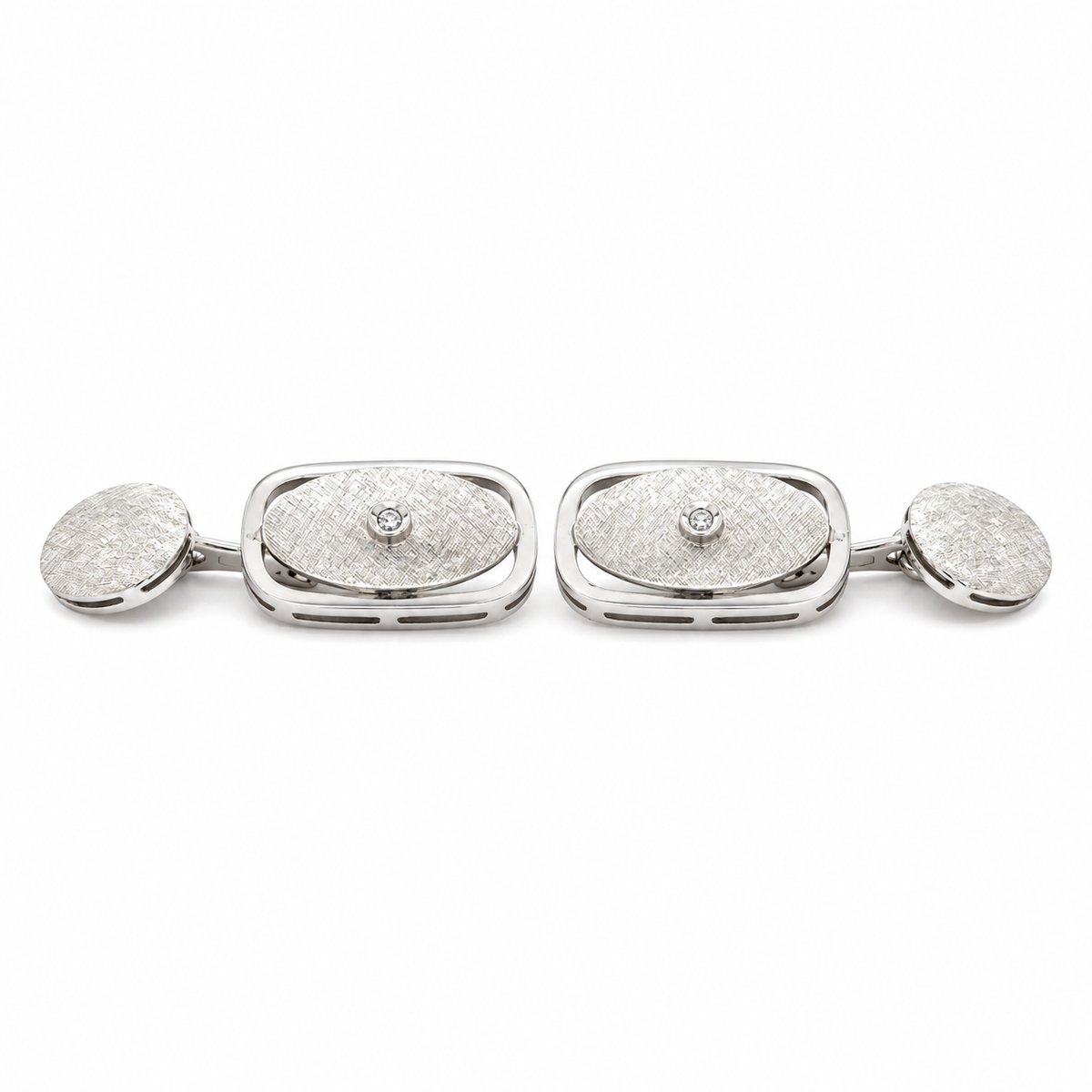 Boutons de Manchettes Or Blanc - Diamants