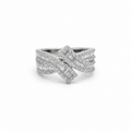 Bague asymétrique - Or blanc - Diamants Baguettes
