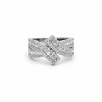 Bague asymétrique - Or blanc - Diamants Baguettes