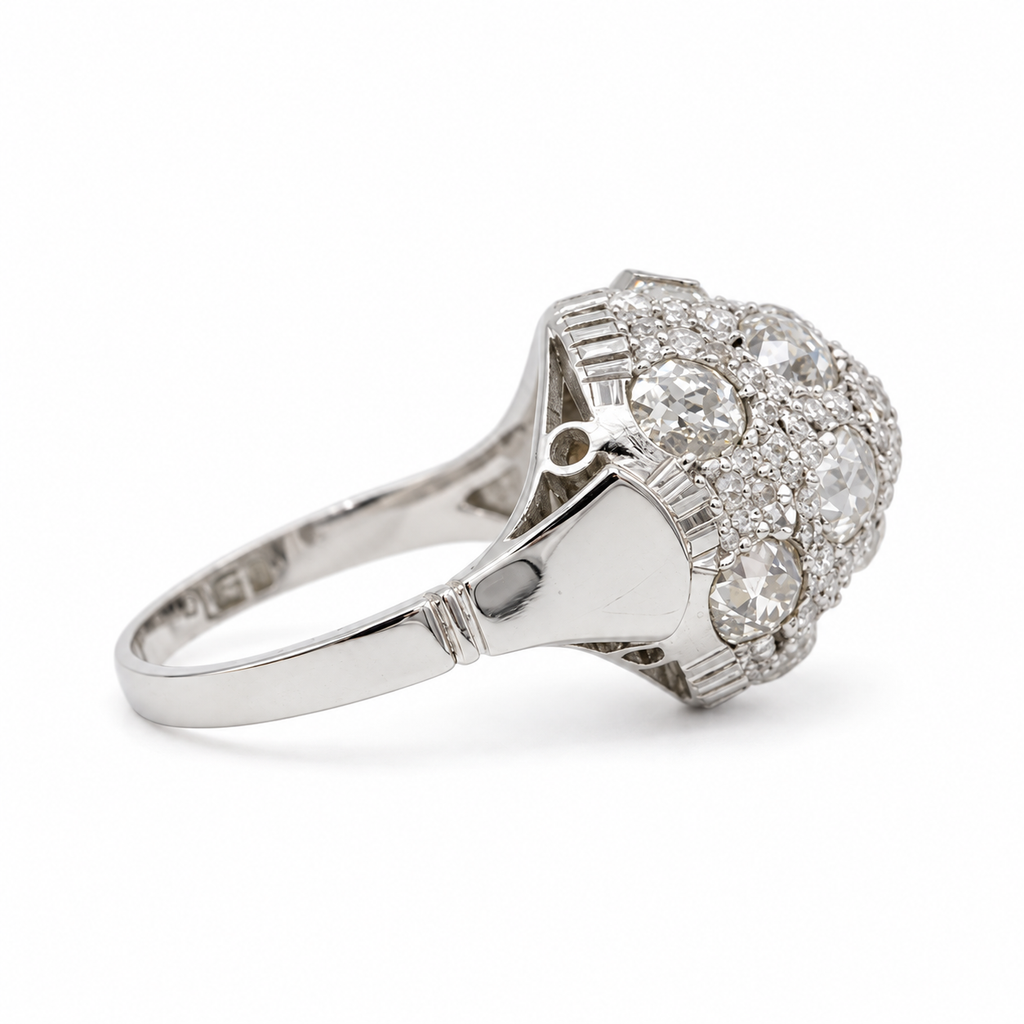 Art déco - Bague Or blanc, platine et diamants