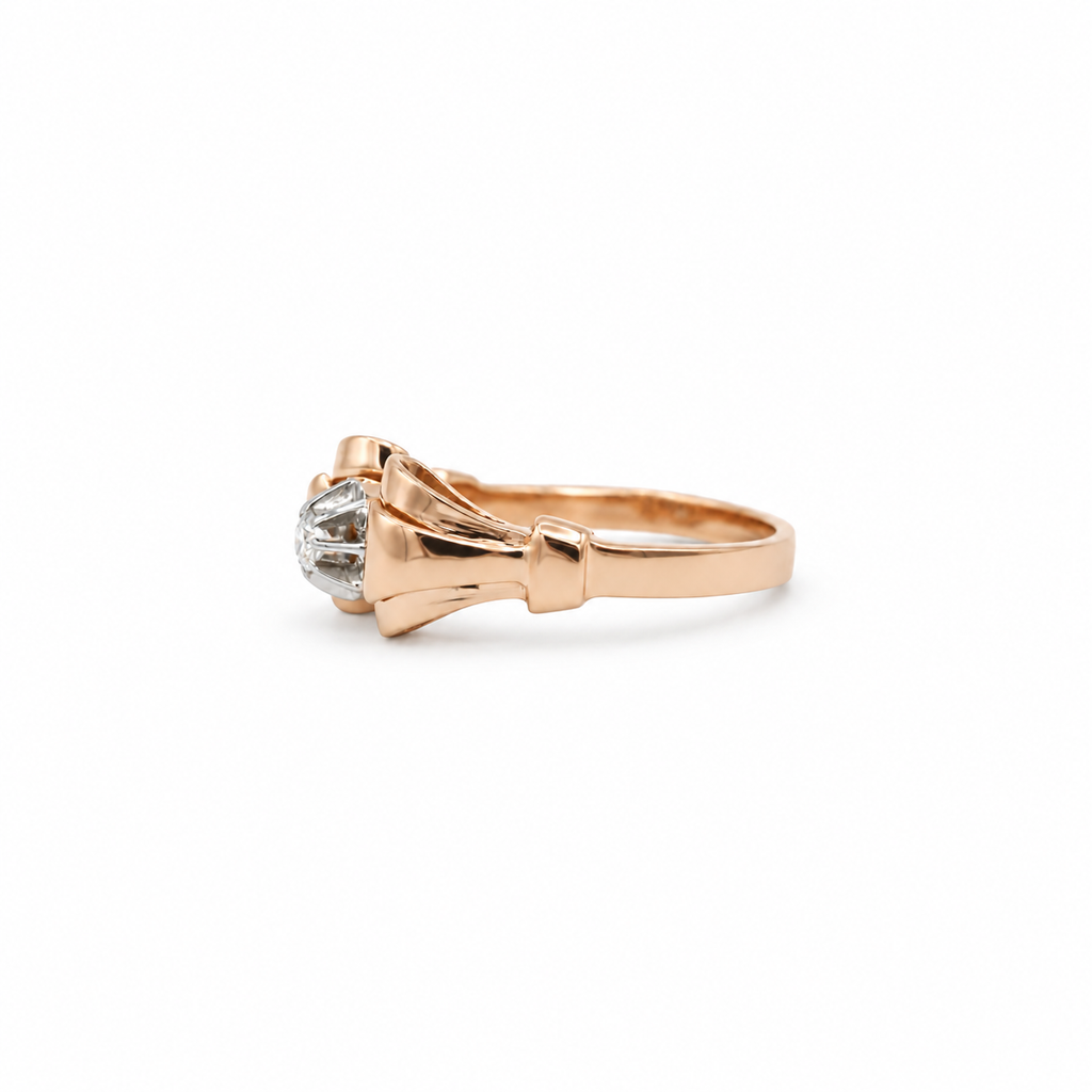 Bague Tank Or rosé, Platine et Diamants