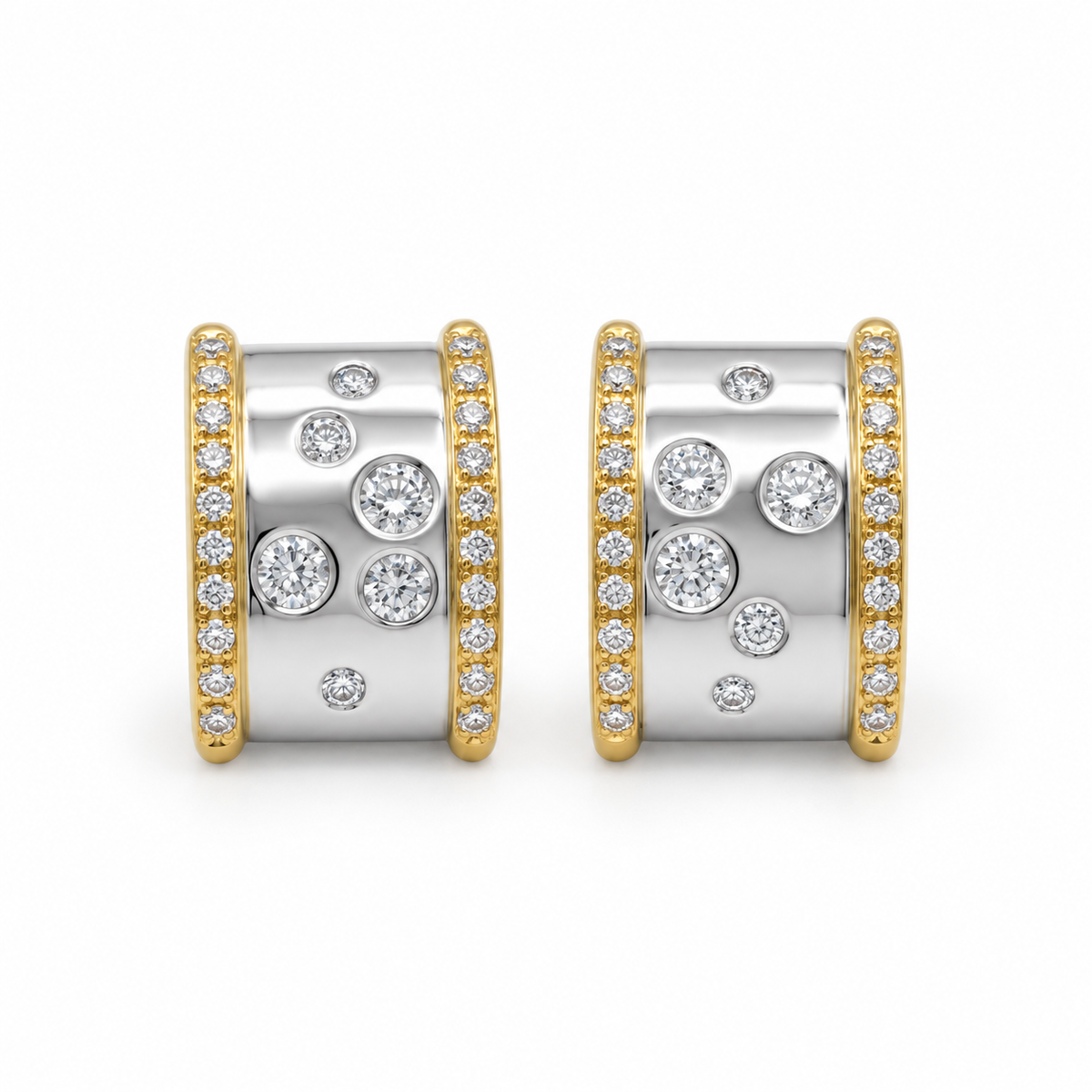Boucles Oreilles - 2 ors - Diamants 1,10 carats