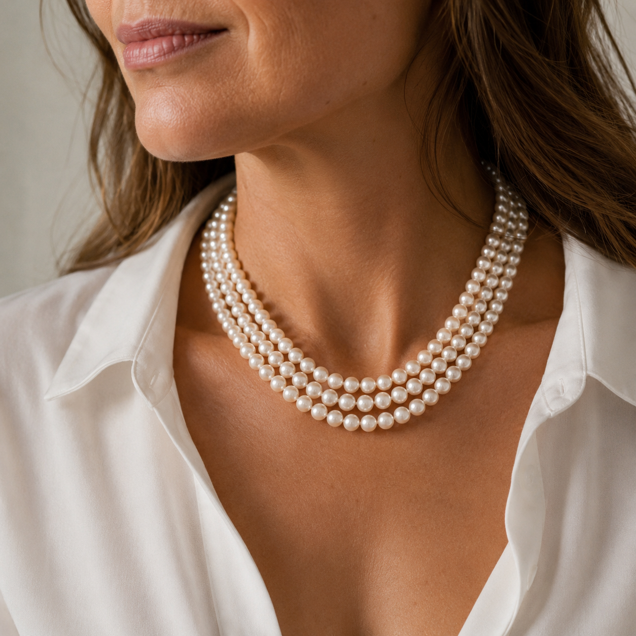 Gradient Cultured Pearl Necklace - White Gold Clasp
