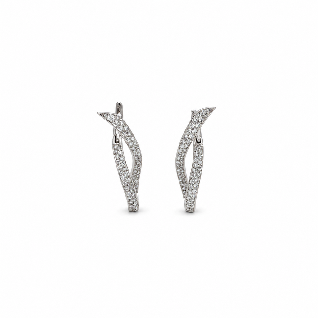 Boucles d’oreilles pendante Or blanc et Diamants