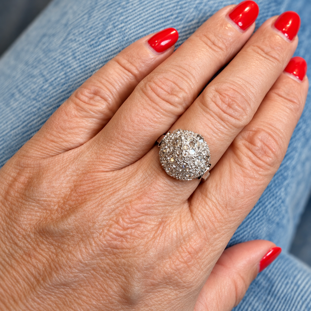 Art déco - Bague Or blanc, platine et diamants