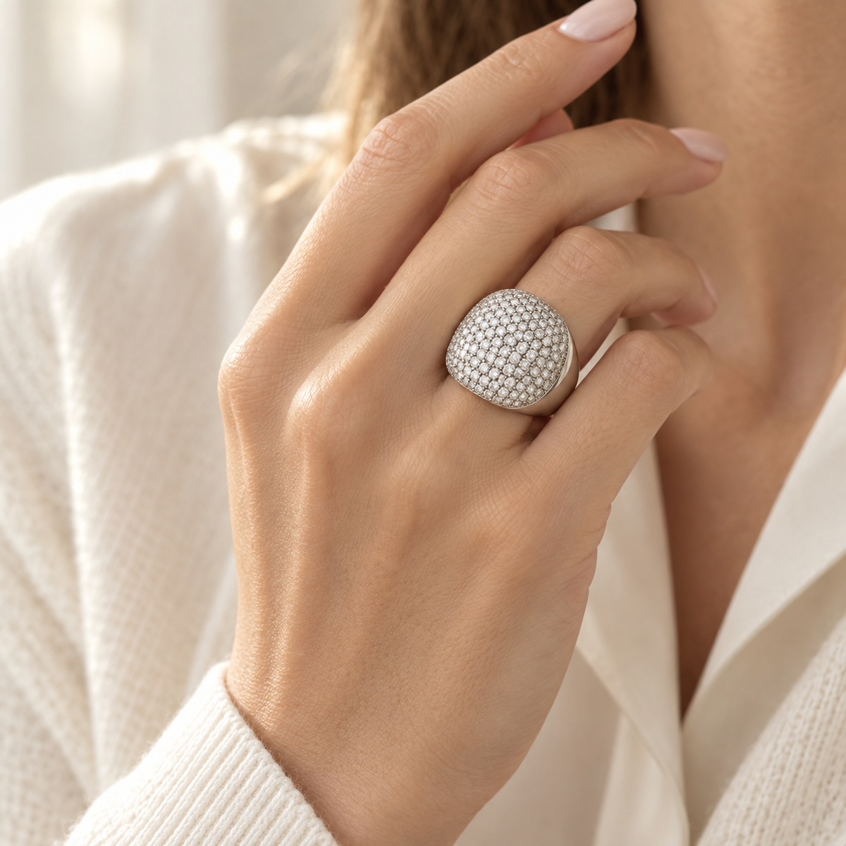 Bague Pavée en Or blanc et Diamants 3,80 carats
