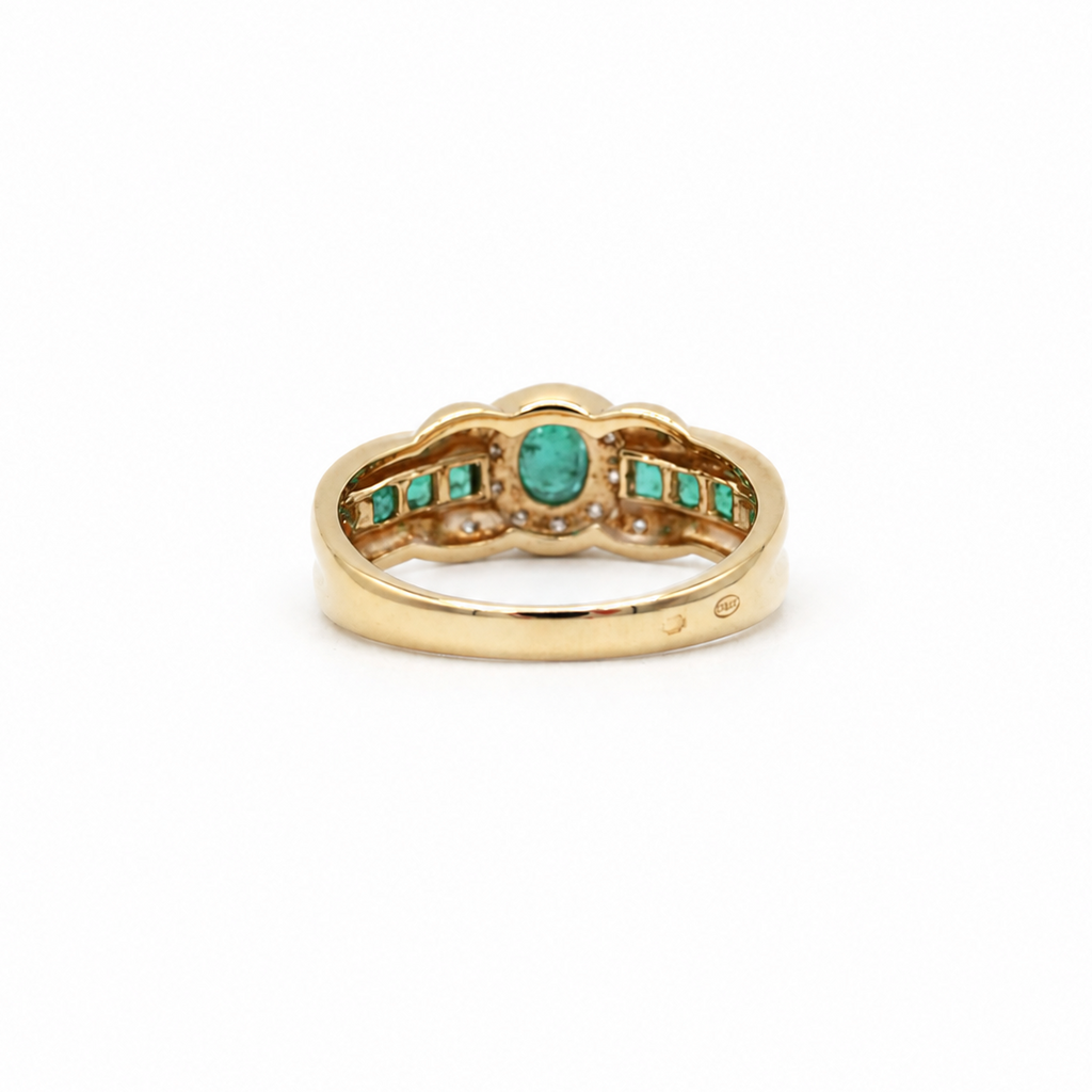 Bague Or jaune - Emeraudes et Diamants